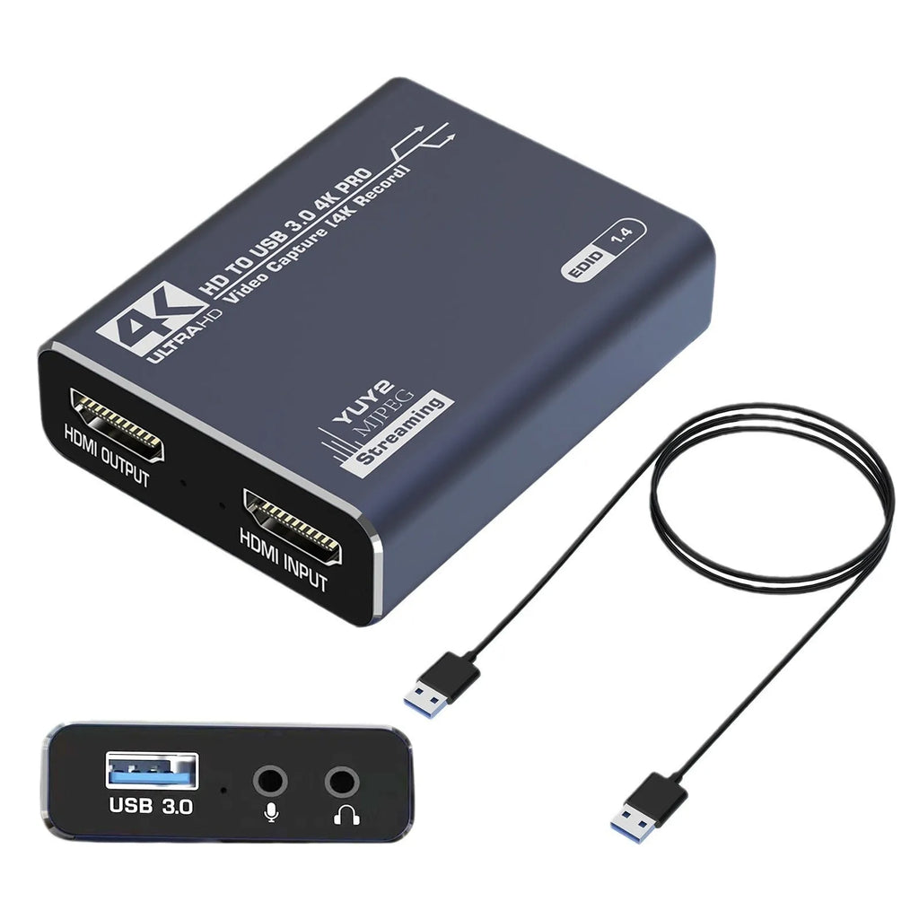 Black 4K gaming set-top box with MS2131 chip for 1080 video recording
