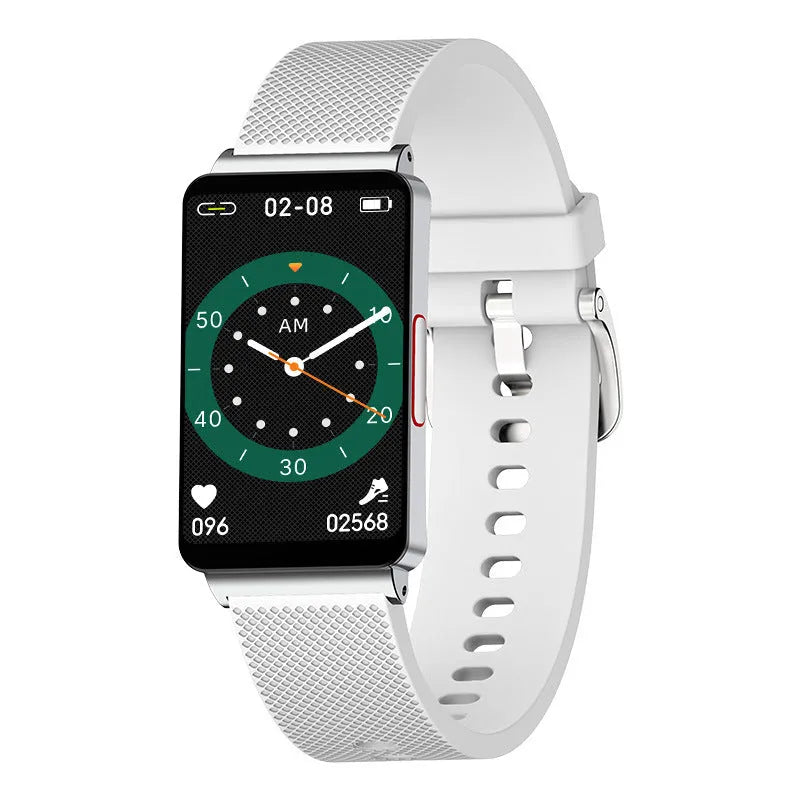 Blood Glucose EP08 Smart Bracelet in black, gold, or silver colours with a TPU strap and touch screen.