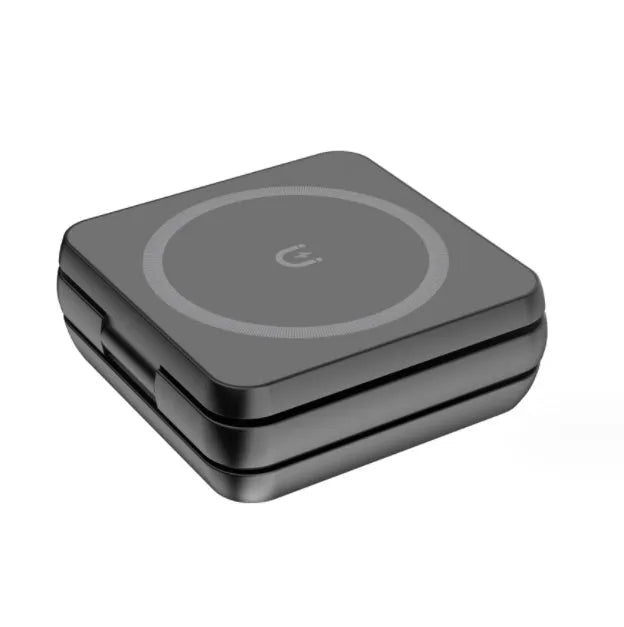 Three-in-one desktop wireless charging bracket with foldable stand and magnetic ring