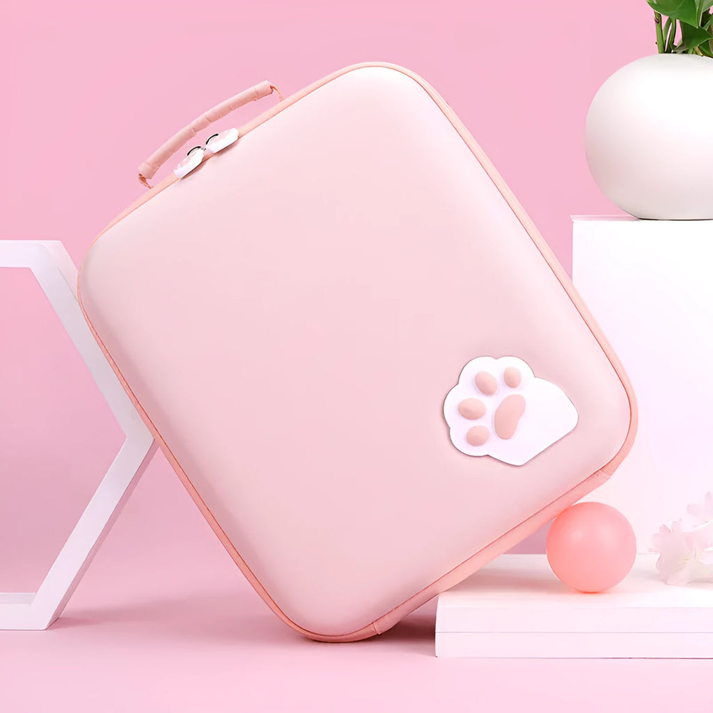 Nintendo Switch storage bag with cat claw design holding console and game cards