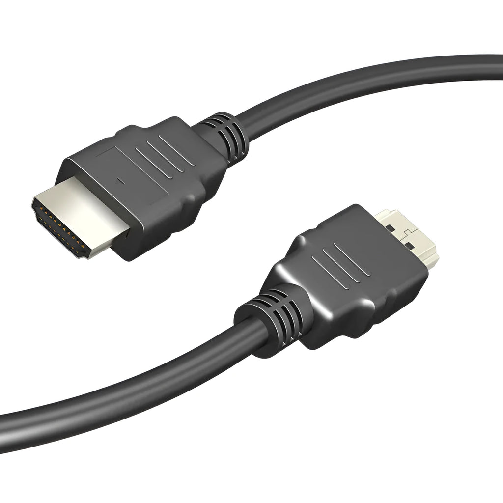 Black HDMI cable with nickel-plated connectors for set-top box connections
