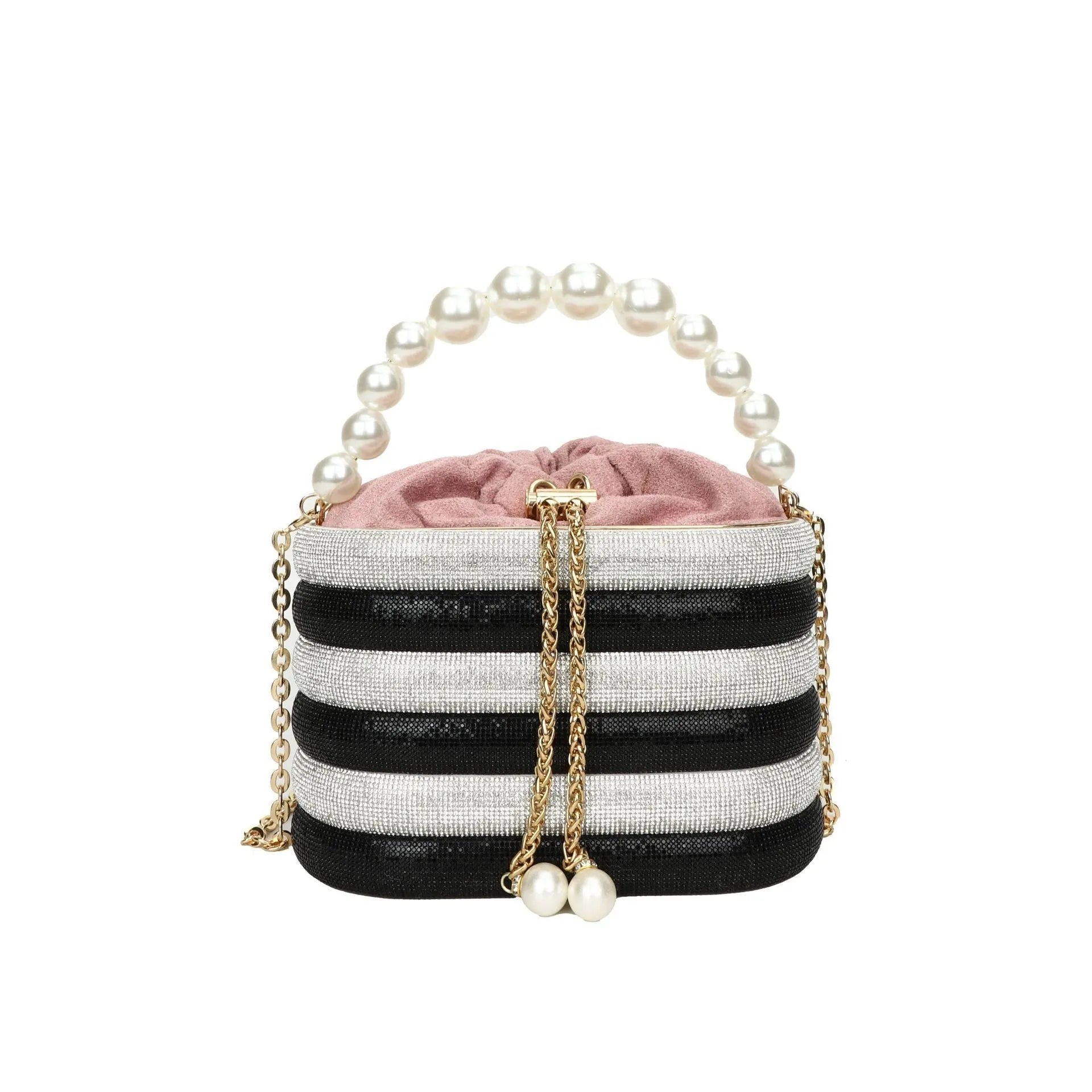 European retro style pearl beaded crossbody bag in soft PU leather with dinner clutch shape