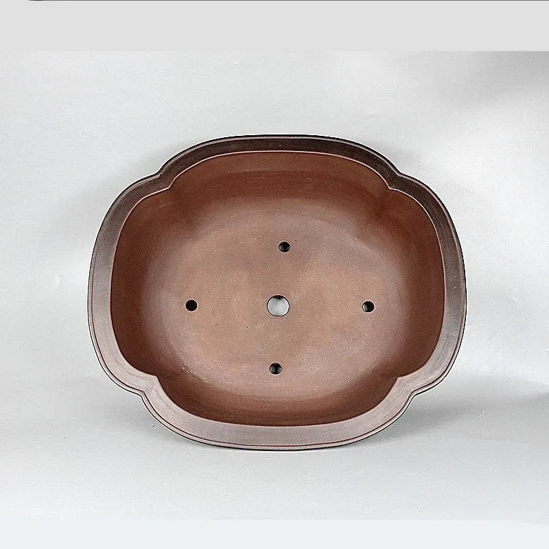 Large handmade purple clay flowerpot in antique crabapple shape, 74x61x23cm, Chinese style