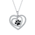 Women's copper dog's paw footprints heart necklace with cross chain in original design