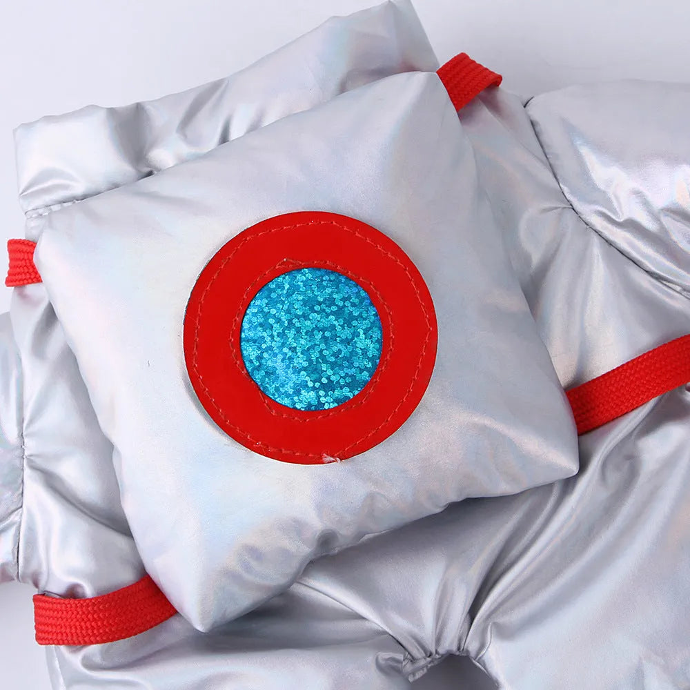 Dog space suit costume in polyester, stand-up pet dress-up outfit, sizes S to XL, colour as shown