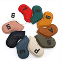 Digital printed golf club head cover set of 10 pieces in varied colours for club protection