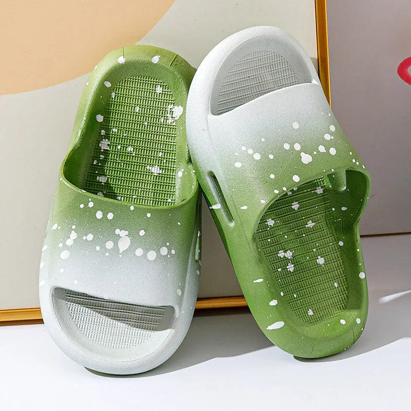 Gradient colour PVC summer slippers for children with non-slip soles