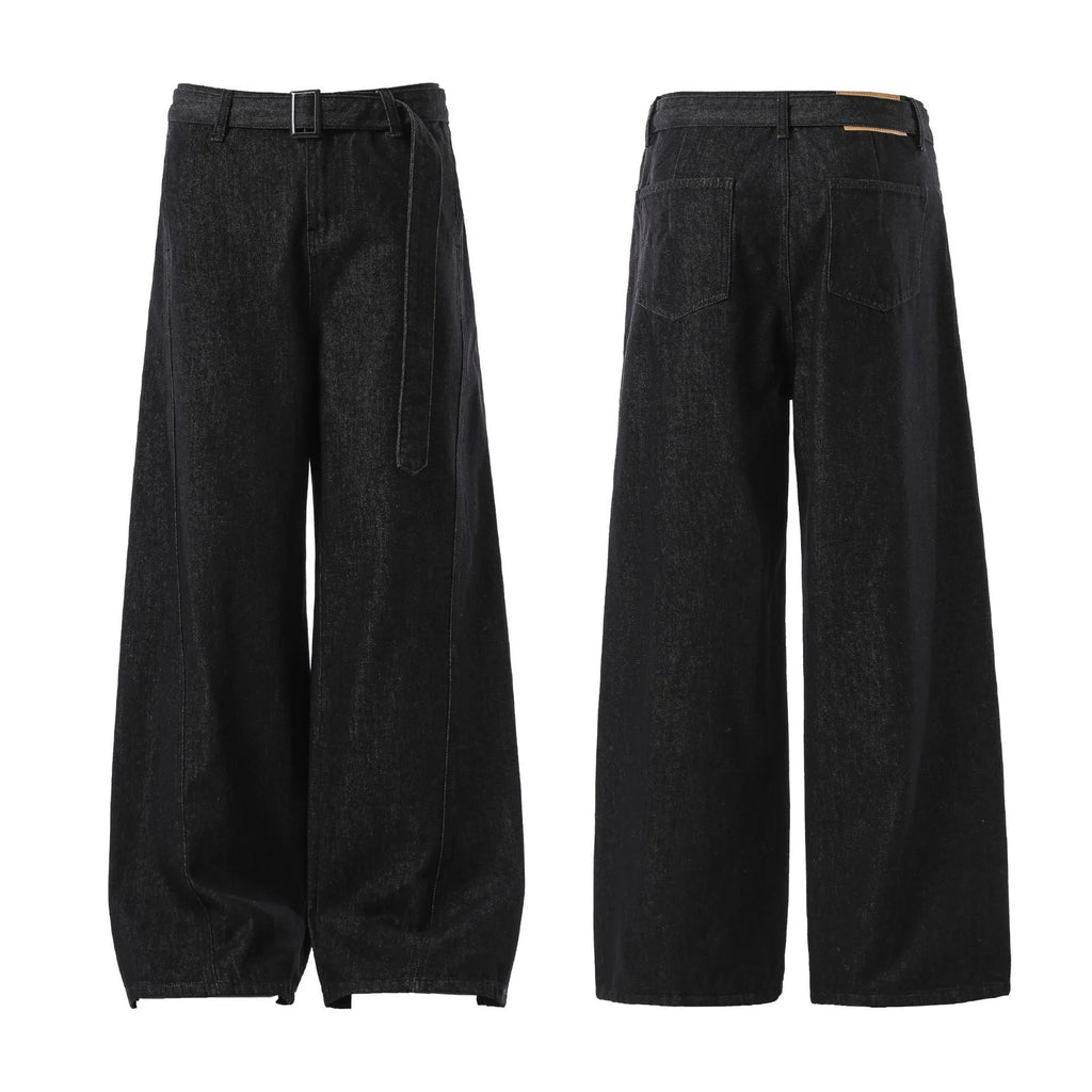 Black high waist straight leg women's jeans with zip fly in American retro style