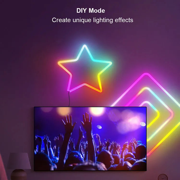 3 metre long USB-powered RGB LED neon light strip with remote control on white background