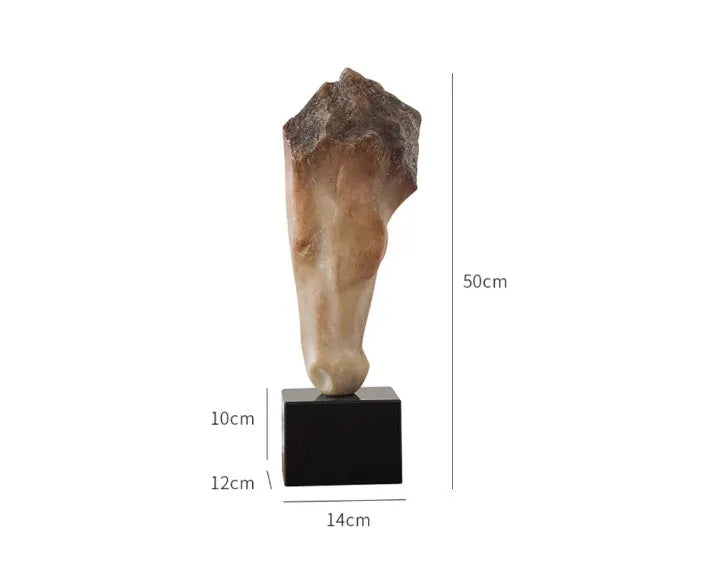French retro abstract horse head desktop sculpture ornament with carved finish, 50cm tall.
