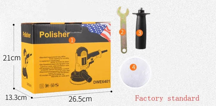 Yellow 700W car polishing machine with 125mm disc and copper motor construction