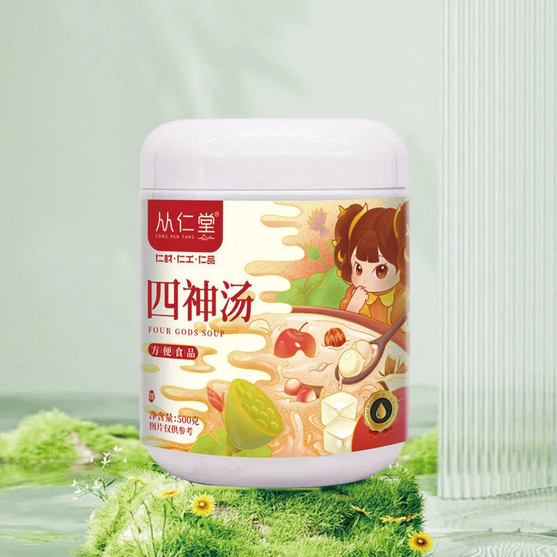 Box of children's spleen and stomach health tea with twelve 100ml bags containing lotus seed, poria and yam herbal decoction