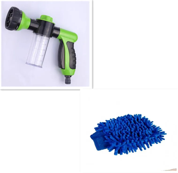 Green high pressure foam spray gun with adjustable nozzle for car washing and garden cleaning