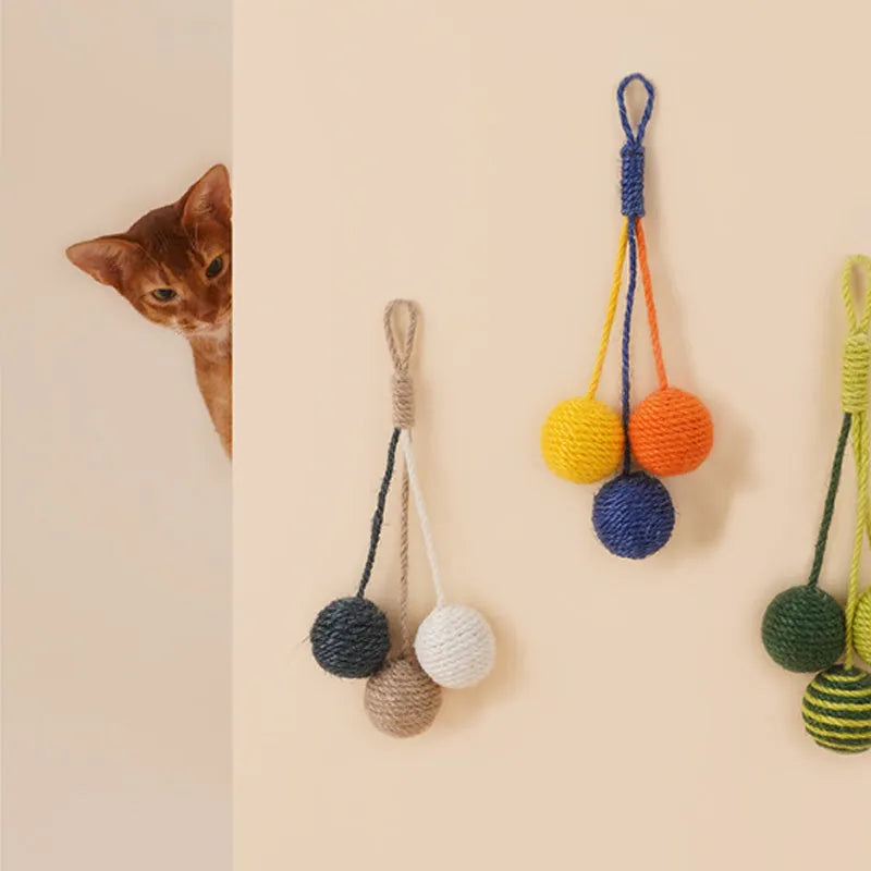 Multi-colour cat toy teaser stick set with bite-resistant catnip balls and a self-play kitten pet toy.