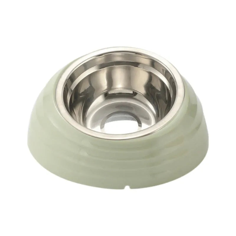 Stainless steel cat bowl with plastic coating in beige colour