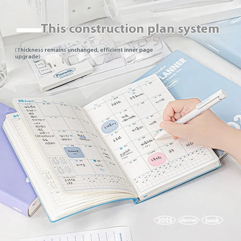 Waterproof exam notebook in mint green PU cover open to show 196 pages of writing paper.