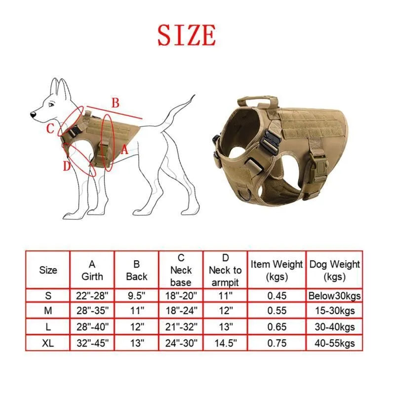 Tactical dog training vest battle suit set in polyester with adjustable leg straps