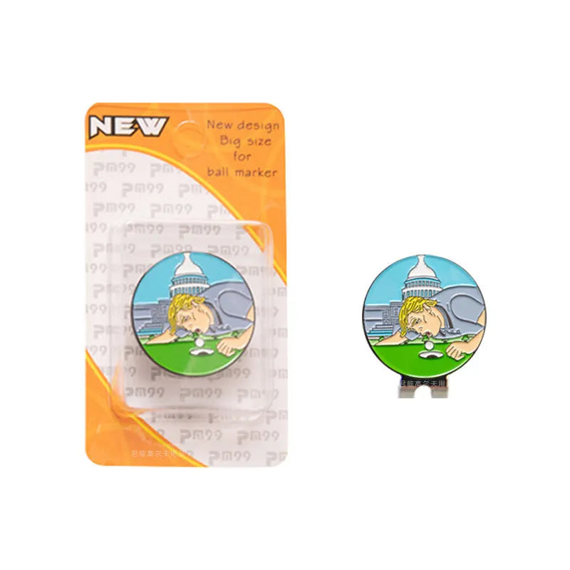 Close-up of a zinc alloy golf hat clip with a personalised Dragon Year stamped pattern.
