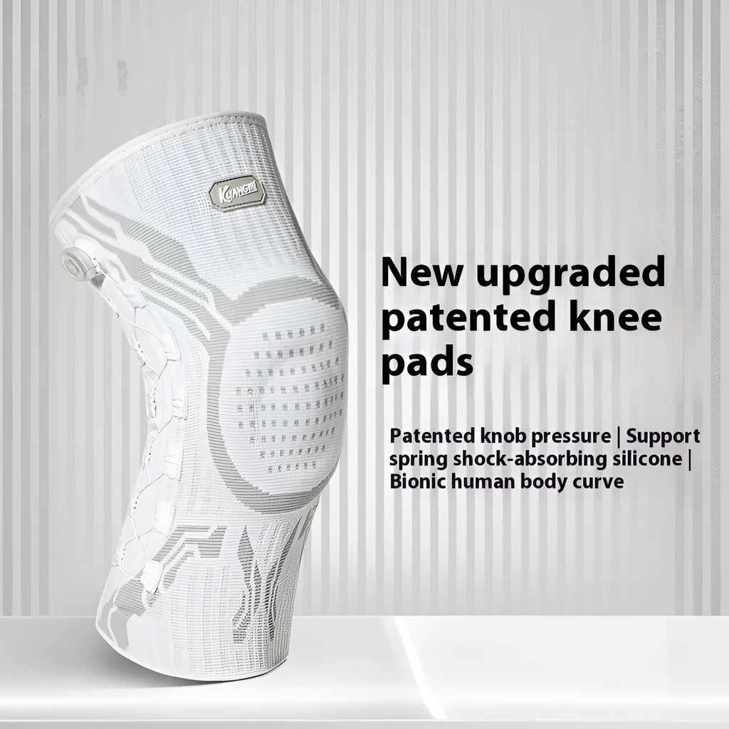 Grey and white professional sports kneecap for adult basketball, running, and football