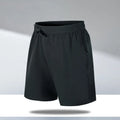 Men's loose-fit quick-drying sports shorts in thin ice silk polyester fabric on a summer background.