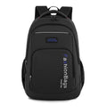 Fashion nylon backpack in black with double shoulder straps and multiple zipper compartments for travel and computer storage