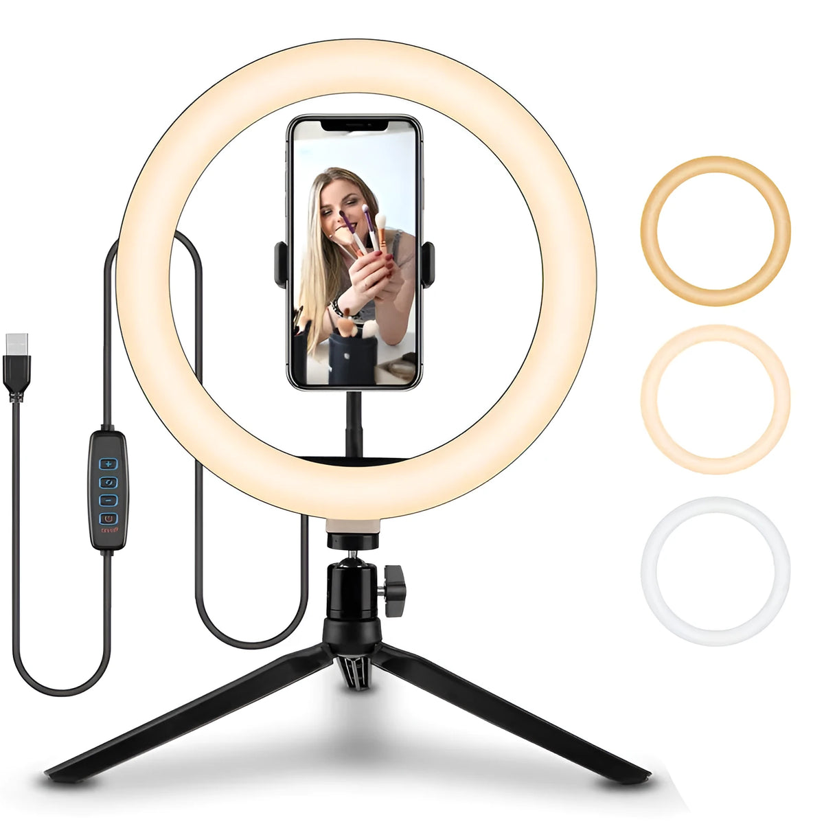 10-inch ring selfie light with metal bracket for smartphone video recording