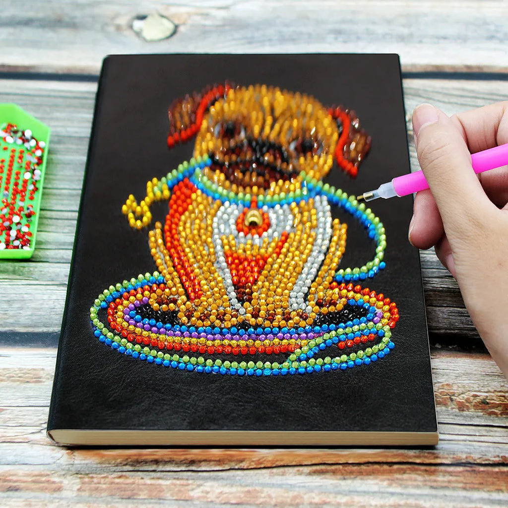 Black A5 hardcover diamond painting notebook with 50 blank pages for DIY craft projects