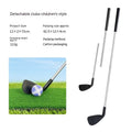 Silver metal golf club set showing adult and children's sizes for outdoor recreation