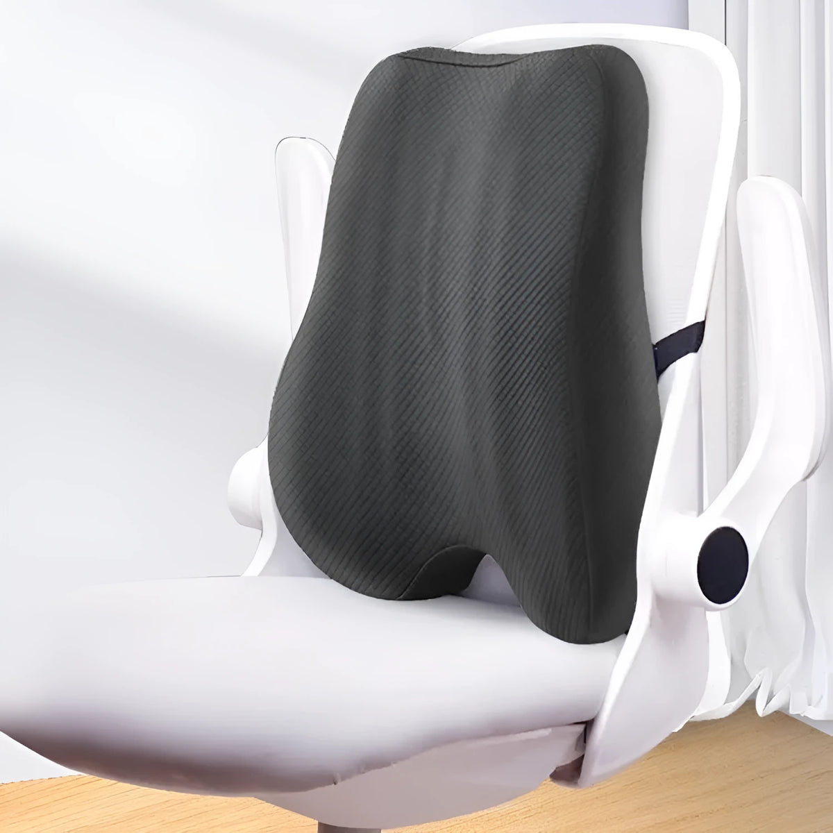Office chair lumbar support cushion measuring 40x40x8cm in grey, navy blue, and pink colour options