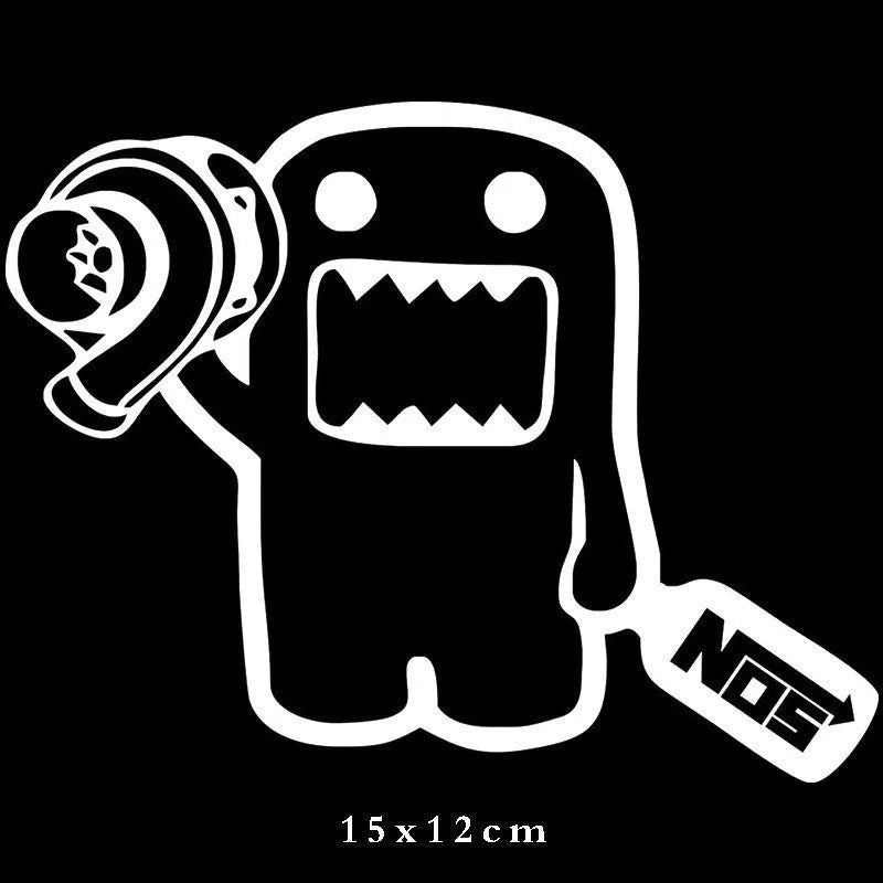 Creative cartoon automobile sticker in black or white PVC material measuring 15x12cm for car decoration