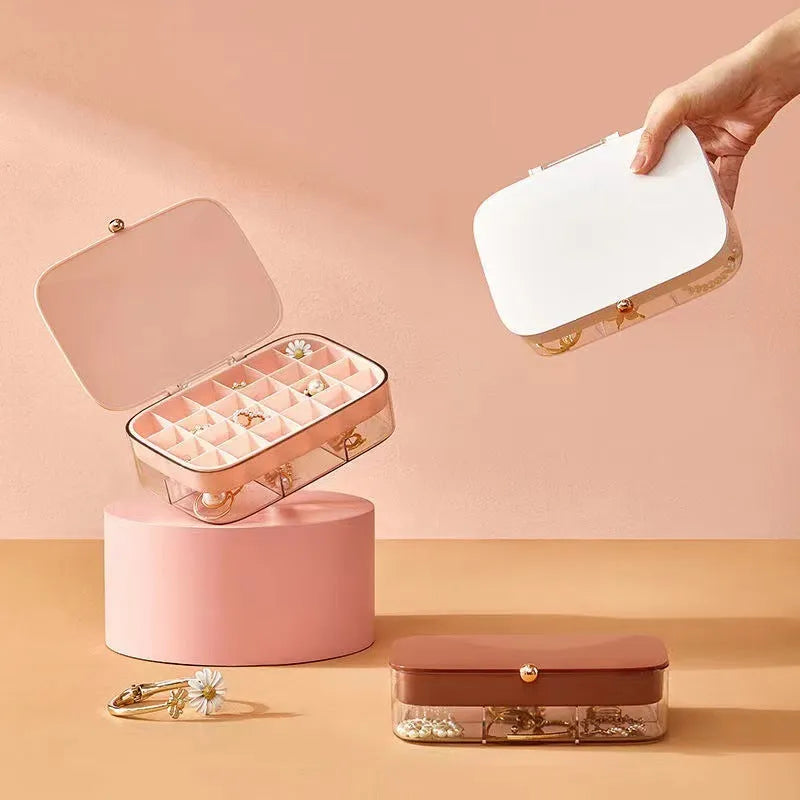 Modern minimalist multi-layer jewelry storage box in green pink white and red bean paste made of ABS plastic