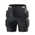 Adult black spandex hip pad pants with built-in protective padding for roller skating and skateboarding.