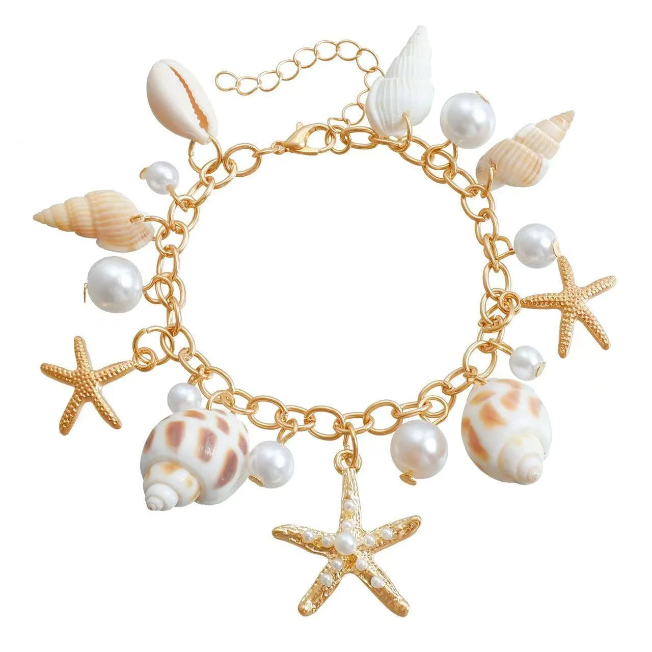 Women's alloy waist chain and matching bracelet set with a star charm on a model.