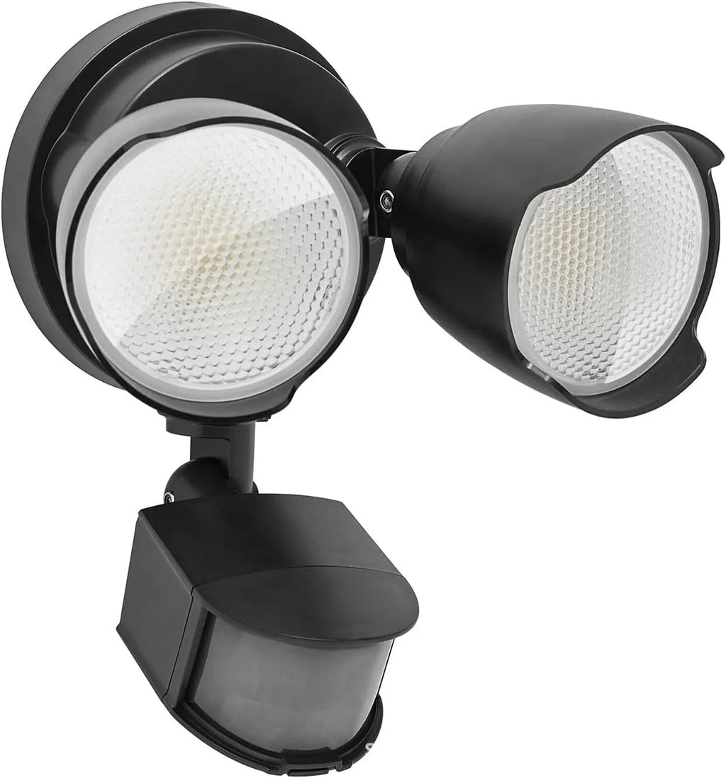 White 120V LED human body induction security flood light with PIR sensor for outdoor wall mounting