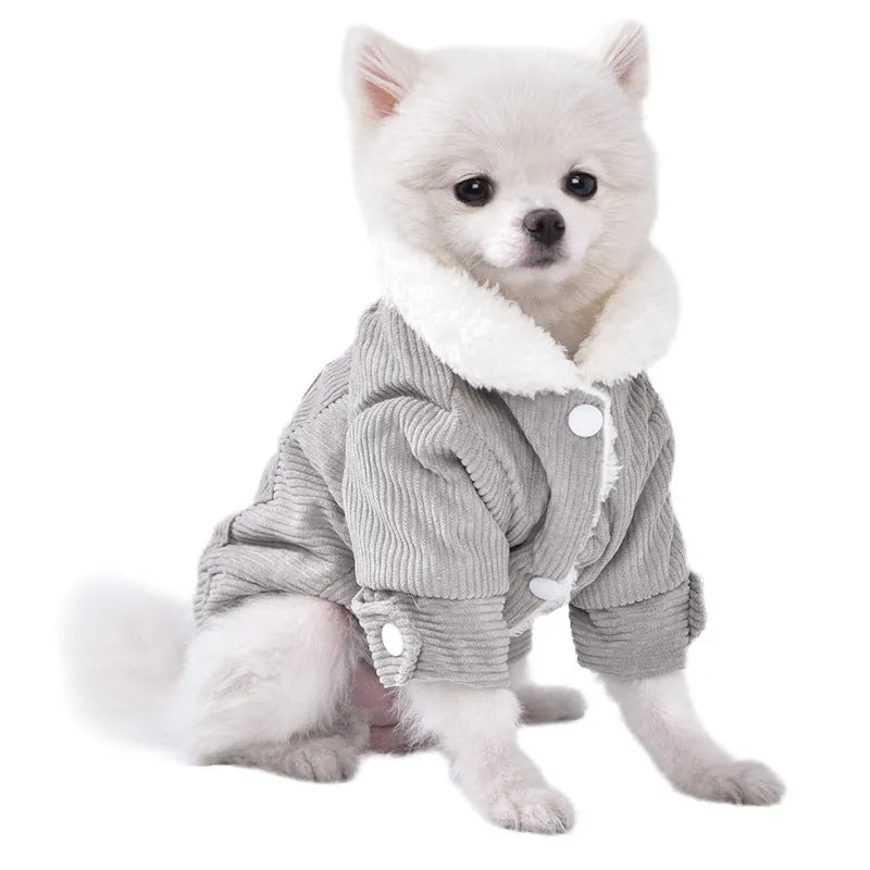 Lambswool grey dog winter vest with fleece lining and padding for cold weather warmth