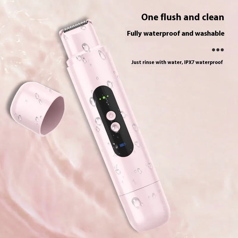 Pink and white electric depilator with floating blade system for body and armpit grooming