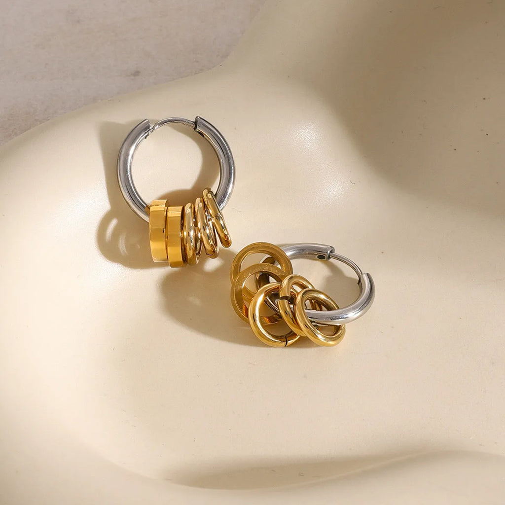 Stainless steel ins style earrings with electroplated colour finish in two colour options