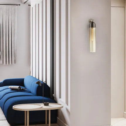 Nordic postmodern glass wall lamp with 450mm diameter shade in choice of five colours