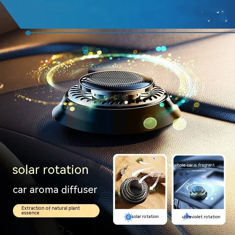 Black solar electromagnetic de-icing device with aromatherapy decoration for car dashboard