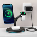 Black magnetic wireless charger with power bank and phone stand functions