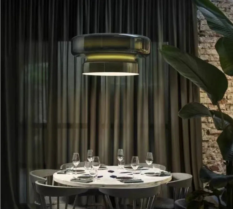 Modern glass chandelier ceiling light with 36cm dimensions and four light colour options for bedroom