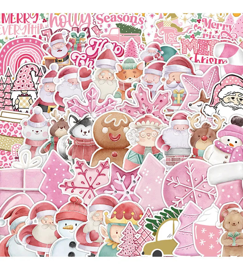 50 Christmas waterproof stickers in cute designs ranging 4-8cm for cars, phones and computers