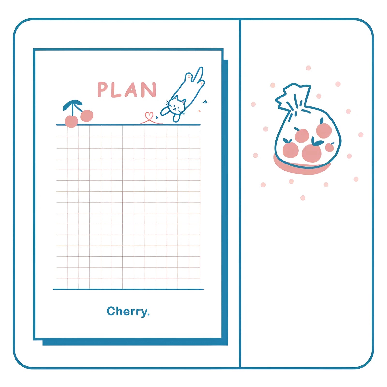 Countdown notes pad showing eight design themes including cherry, flower, cloud, and ice cream patterns