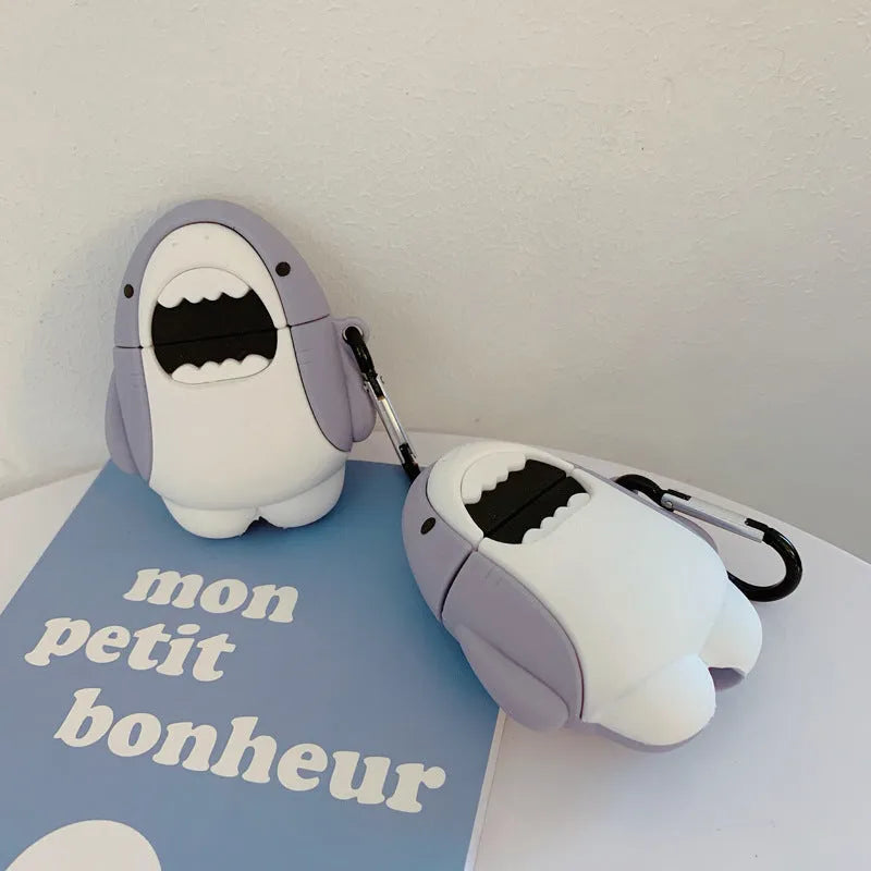 Shark design silicone protective cover for AirPods 1 and 2 charging case