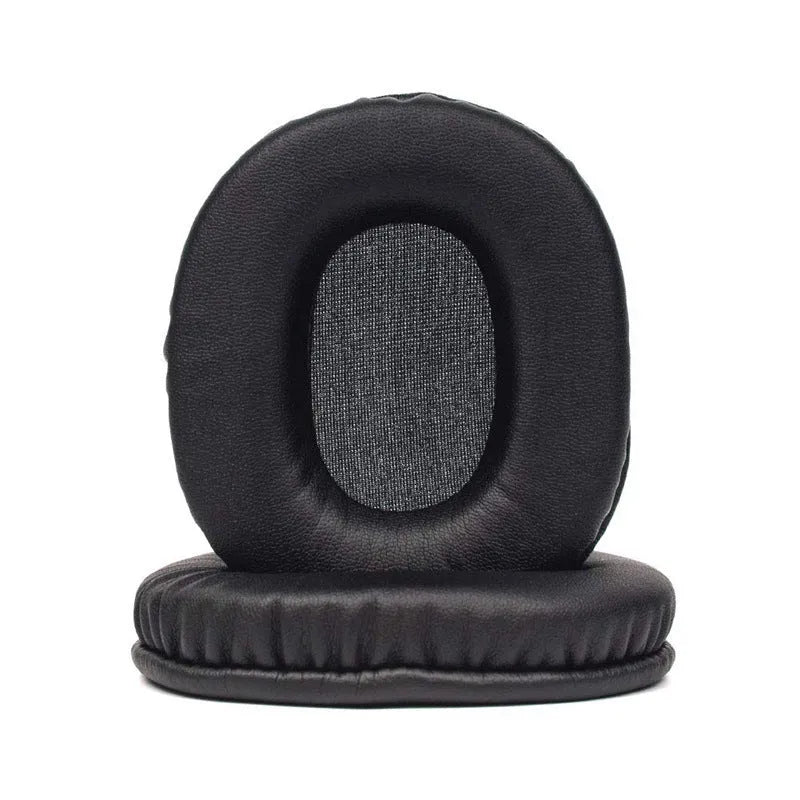 Black PU leather replacement earmuff covers for Sony 1R headphones, two-piece set