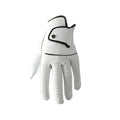 Men's white half sheepskin leather golf glove showing non-slip palm detail