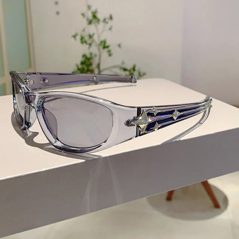Black frame sports sunglasses with gray Category 3 lenses showing windproof design for cycling and running activities