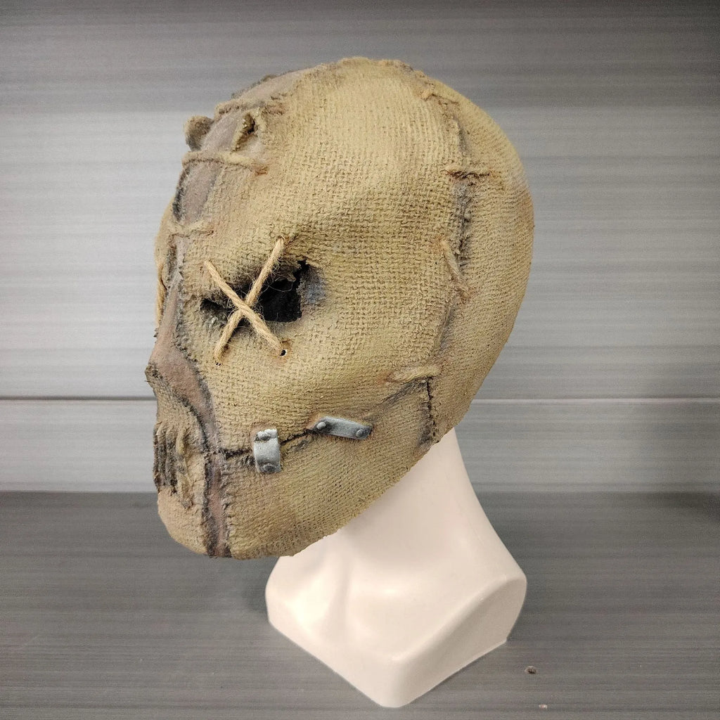 Scar skull latex Halloween mask head cover showing horror design details