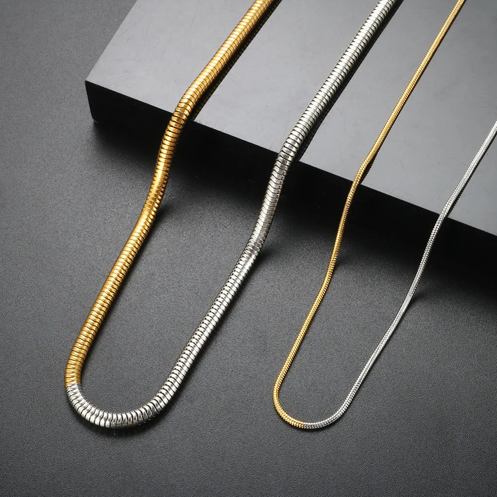 Golden snake bones chain necklace with 3mm stainless steel geometry links