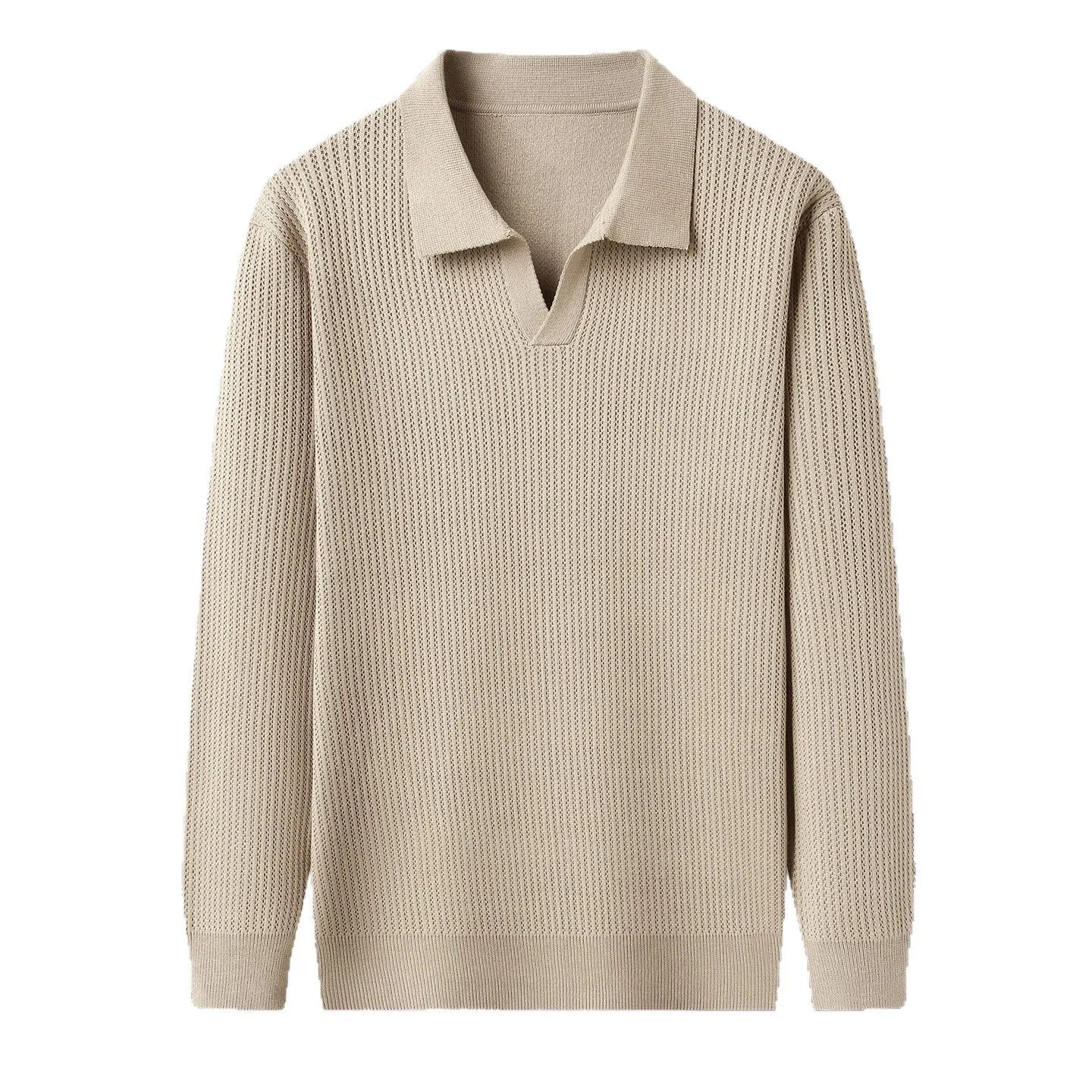 Men's loose long sleeve pullover sweater in a casual style for autumn.